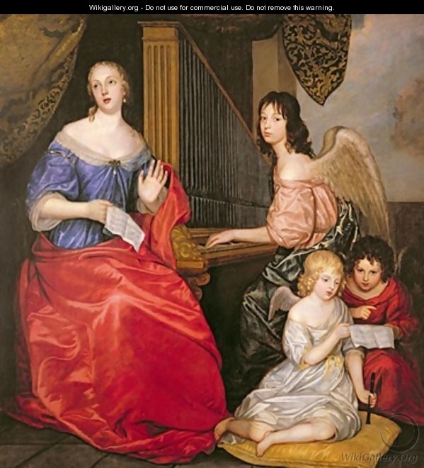 Francoise Louise 1644-1710 Duchess of La Valliere with her Children as Angels - Sir Peter Lely