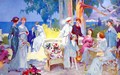 Tea Party in a garden on the French Riviera - Rene Lelong