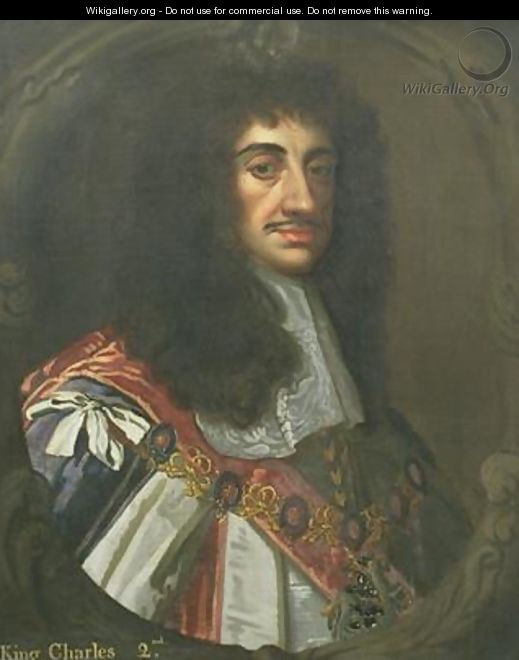 Portrait of King Charles II 1630-85 Wearing Garter Robes - Sir Peter Lely