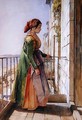 A Greek Girl Standing on a Balcony - John Frederick Lewis