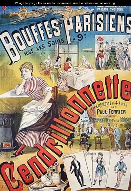 Poster advertising the Operetta Cendrillonnette at the Theatre des Bouffes Parisiens - Charles Levy