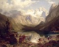 An Extensive Alpine Lake Landscape - August Wilhelm Leu