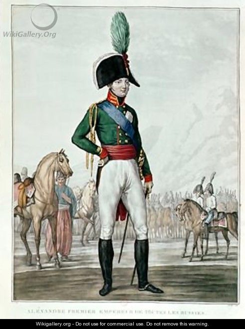 Portrait of Alexander I Pavlovich 1777-1825 with his Army - Charles Francois Gabriel Levachez