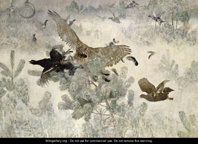 Hawk and Black Game 1884 - Bruno Andreas Liljefors
