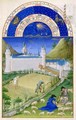 July harvesting and sheep shearing by the Limbourg brothers from the Tres Riches Heures du Duc de Berry - Pol de Limbourg