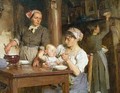 The Midday Meal detail of feeding the baby - Leon Augustin Lhermitte