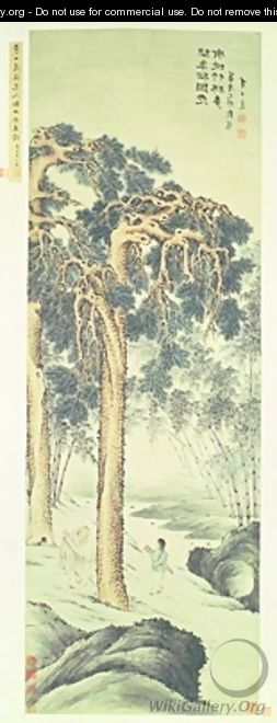A Lofty Gentleman under a Pine Tree in a Bamboo Grove - Shida Li