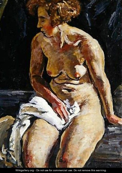 Sitting Nude with a White Towel II - Karl Leyhausen