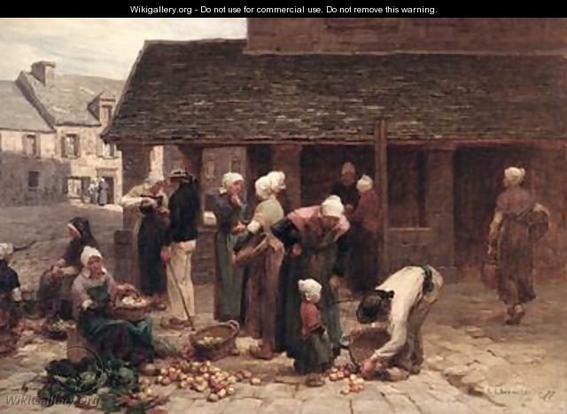 The Market Place of Ploudalmezeau Brittany 1877 - Leon Augustin Lhermitte