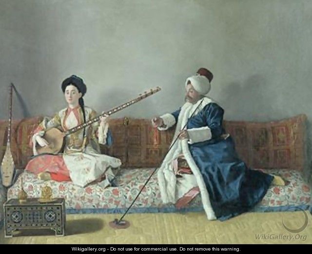 Monsieur Levett and Mademoiselle Helene Glavany in Turkish Costumes - Etienne Liotard