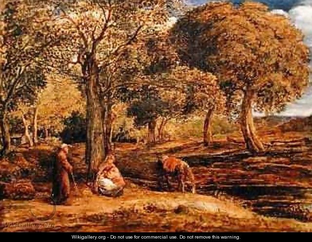 Landscape with Family Group possibly The Rest on the Flight into Egypt - John Linnell