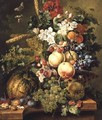 Fruit and Flowers on a Marble Ledge 1812 2 - Johannes or Jacobus Linthorst