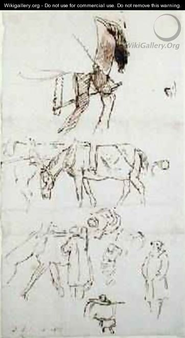 Studies of Horses Men and Carriages 1811 - John Linnell