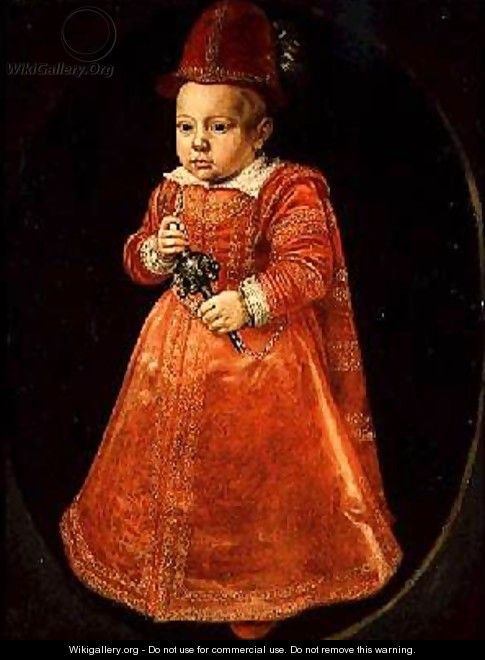 Portrait of a Child with a Rattle 1600 - Adriaen van der Linde