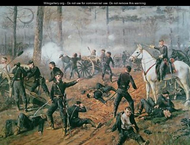 Captain Hickenloopers battery in the Hornets Nest at the Battle of Shiloh April 1862 - T. C. Lindsay
