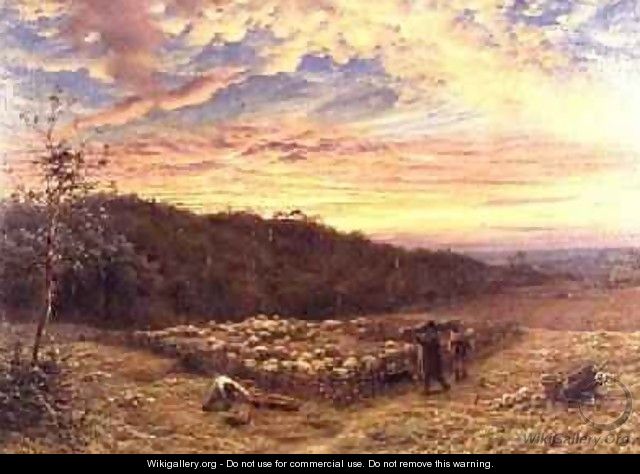 The Sheepfold - Morning in Autumn - James Thomas Linnell