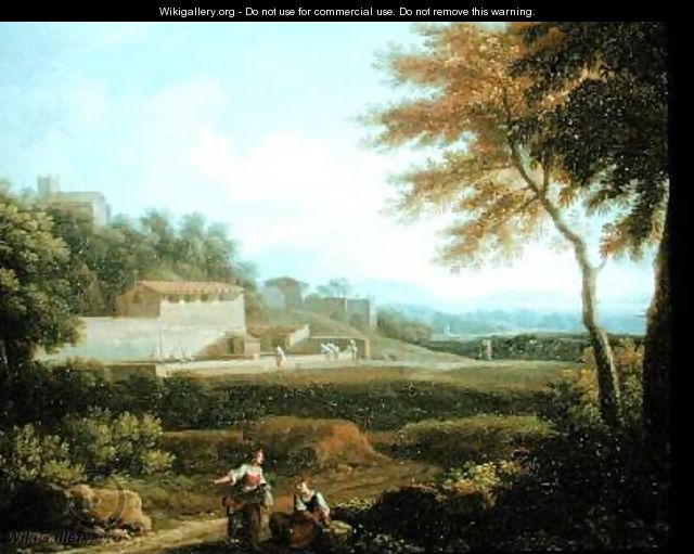 Landscape with Figures at Rest with a Town Beyond - Andrea Locatelli