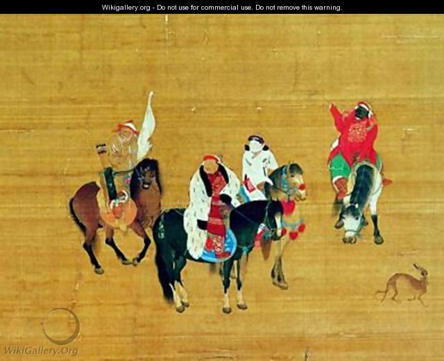Kublai Khan 1214-94 Hunting Yuan dynasty - (attr. to) Liu Kuan-tao