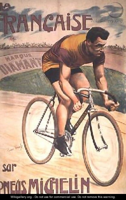 Poster advertising cycles La Francaise on Michelin tyres - Privat Livemont