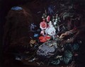 Flowers and birds in a cave - Abraham Mignon