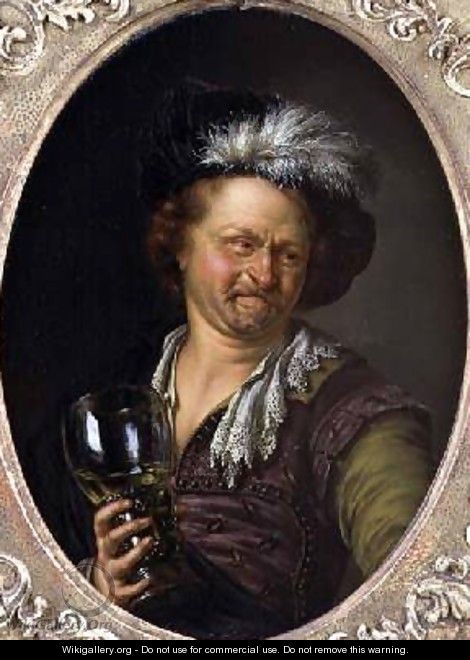 Portrait of a Man holding a Roemer 1699 - Willem van Mieris