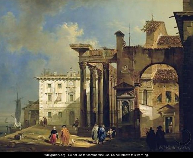 The Portico of the Church of San Lorenzo in Milan 1814 - Giovanni Migliara