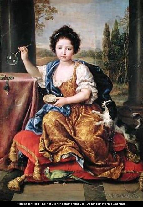 Marie-Anne de Bourbon 1666-1739 Mademoiselle de Blois Blowing Soap Bubbles - Pierre Mignard