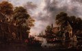 River Scene with Boats and Figures - Claes Molenaar (see Molenaer)