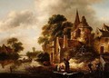 River Landscape with Peasants near a Castle - Claes Molenaar (see Molenaer)