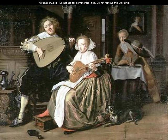 A Young Man Playing a Theorbo and a Young Woman Playing a Cittern - Jan Miense Molenaer