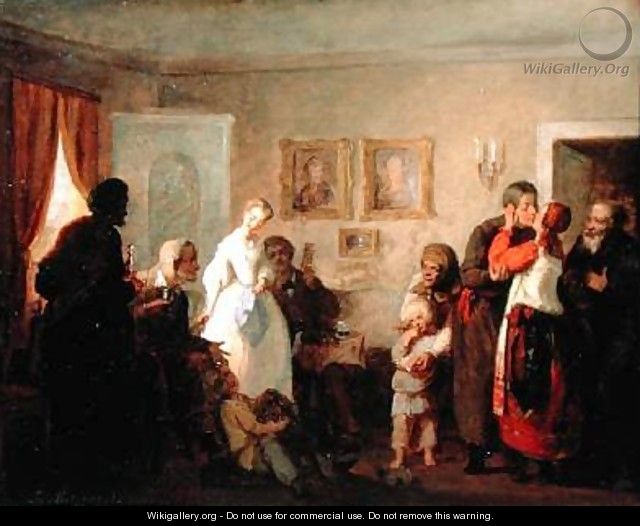 Congratulating the NewlyWeds in a Manor House 1860 - Grigori Grigorievich Mjasoedov
