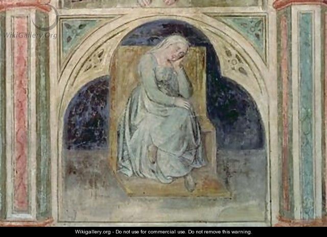 Woman resting from Scenes from a Private Life cycle after Giotto 1450 - Nicolo & Stefano da Ferrara Miretto