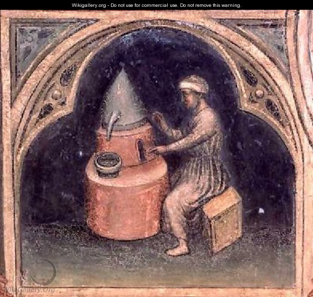 The Alchemist from The Working World cycle after Giotto 1450 - Nicolo & Stefano da Ferrara Miretto