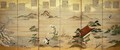 Six panel screen with birds and flowers of the twelve months 2 - Tosa Mitsunari