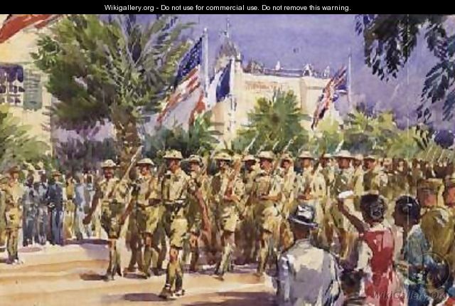 The Guards Saluting Field Marshal Earl Alexander at Tunis May 7th 1943 - Reginald Mills