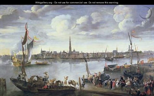 Antwerp from the Further Bank of the Scheldt - Hendrik van Minderhout