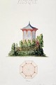 Design for a pavilion in simplified oriental style from a folio of original drawings in classical and early Belle-Epoque styles - H. Monnot