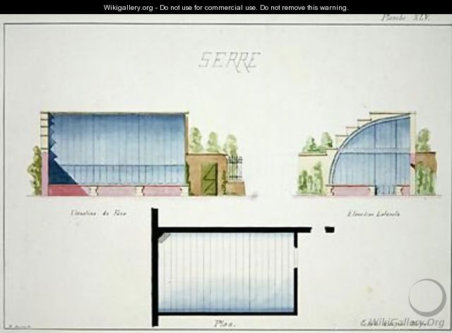 Design for a hothouse with curved glass walls and roof - H. Monnot