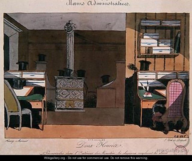 Scene in a Parisian office during the lunchbreak 1830 - Henri Bonaventure Monnier