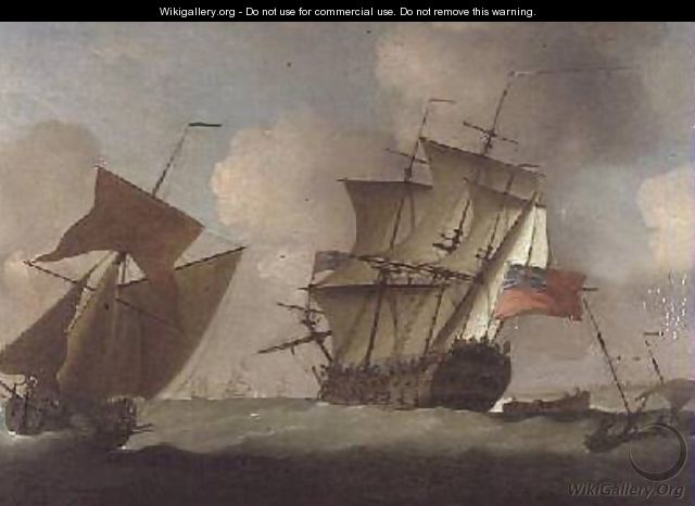 A Third-rate joining her Squadron off Elizabeth Castle Jersey - Peter Monamy
