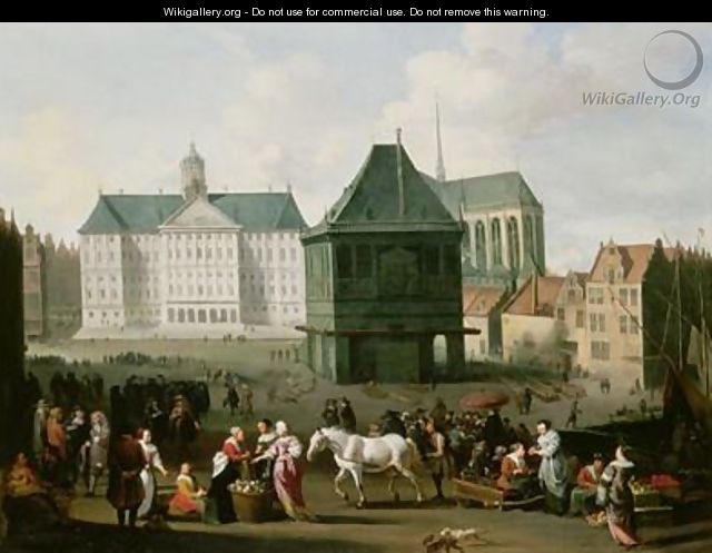 Market Scene before the Dam Palace Amsterdam - Hendrik Mommers