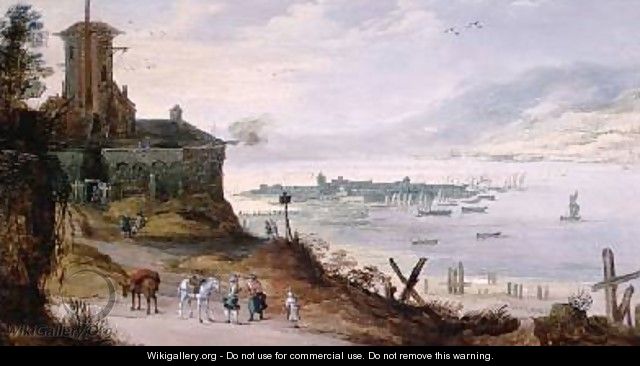 Hillside Town overlooking a Harbour - Joos or Josse de, The Younger Momper
