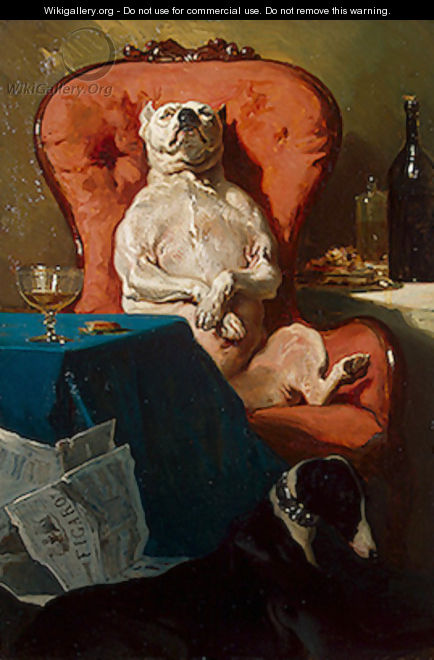 Pug Dog in an Armchair - Alfred Dedreux