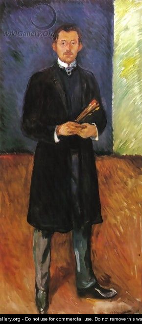 Self-Portrait with Brushes - Edvard Munch