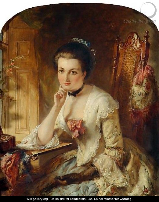 Portrait, Lady with letter - Abraham Solomon