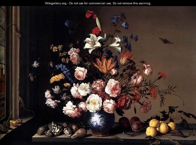 Vase of Flowers by a Window - Balthasar Van Der Ast
