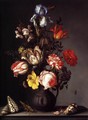 Flowers in a Vase with Shells and Insects - Balthasar Van Der Ast