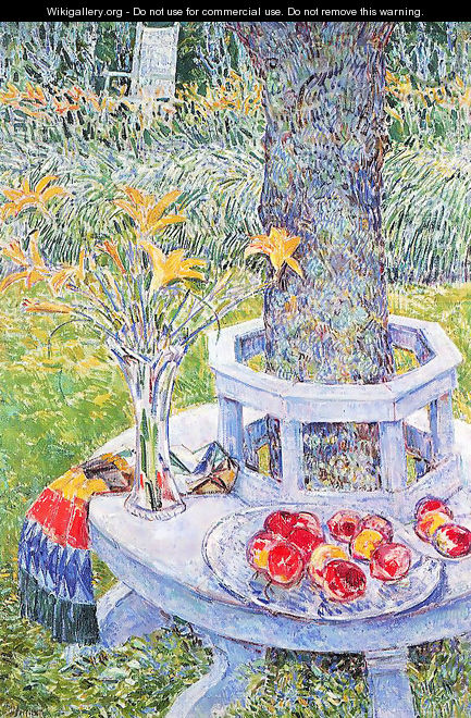 Flowers and fruit under the tree - Childe Hassam