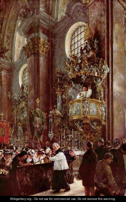 Pulpit sermon at the church at Innsbruck - Adolph von Menzel