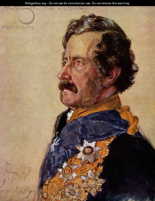 Minister of State Freiherr von Schleinitz (portrait study of the coronation picture) - Adolph von Menzel